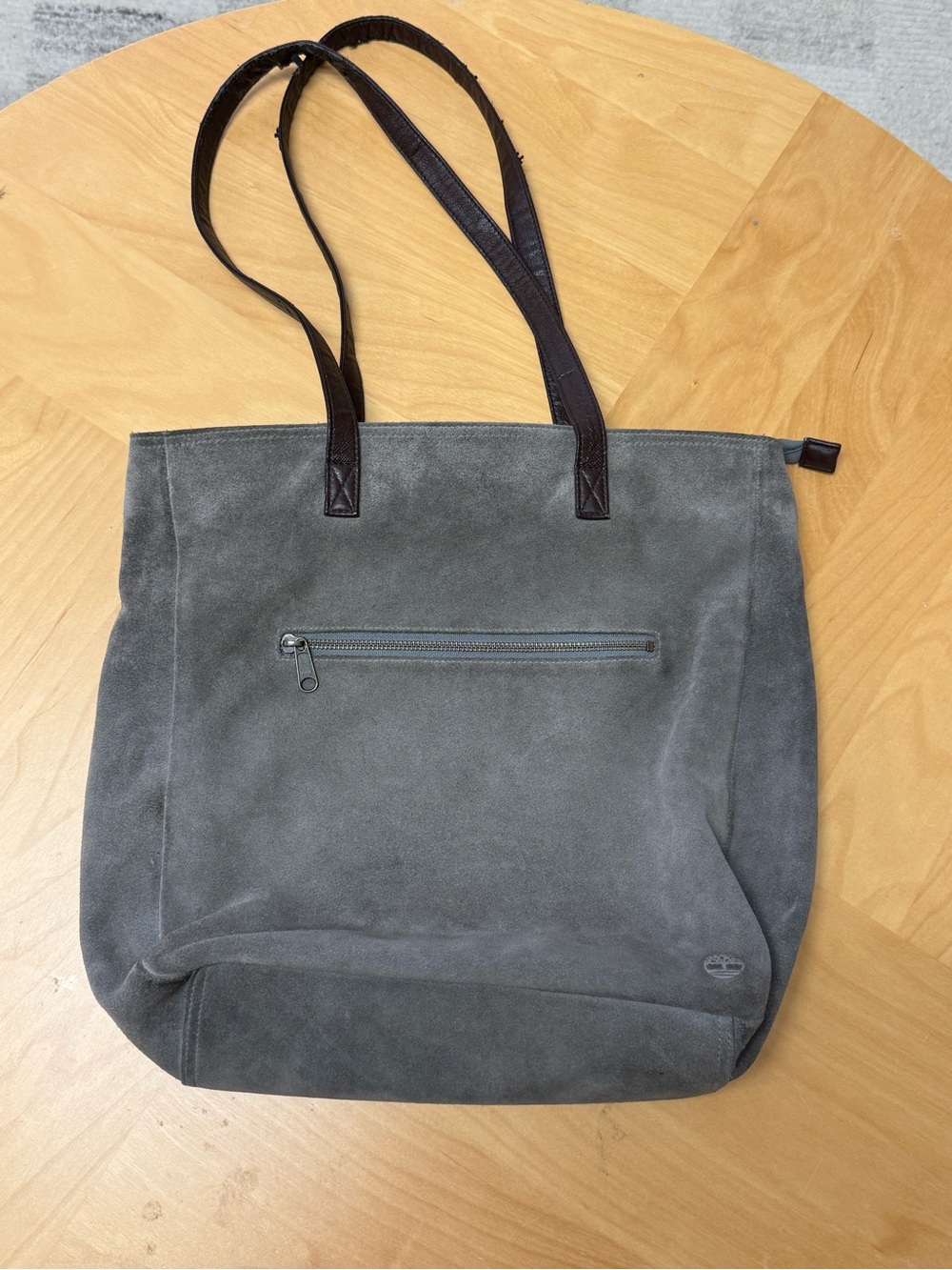 Vintage Timberland Gray Genuine Cow Hide Suede Tote Bag